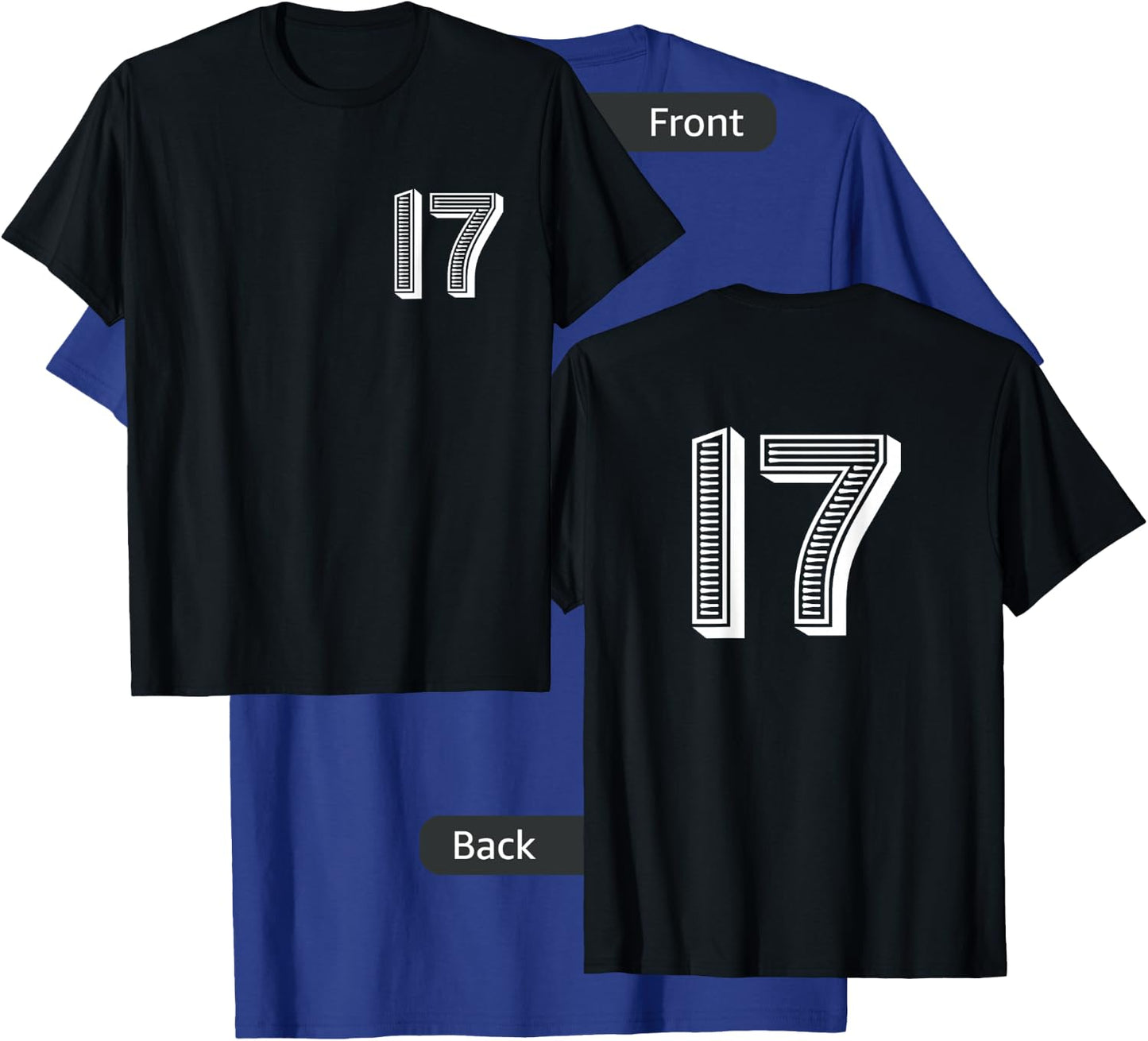 Number Seventeen #17 Sports Team Uniform Birthday T-Shirt - T-Shirt | Royal