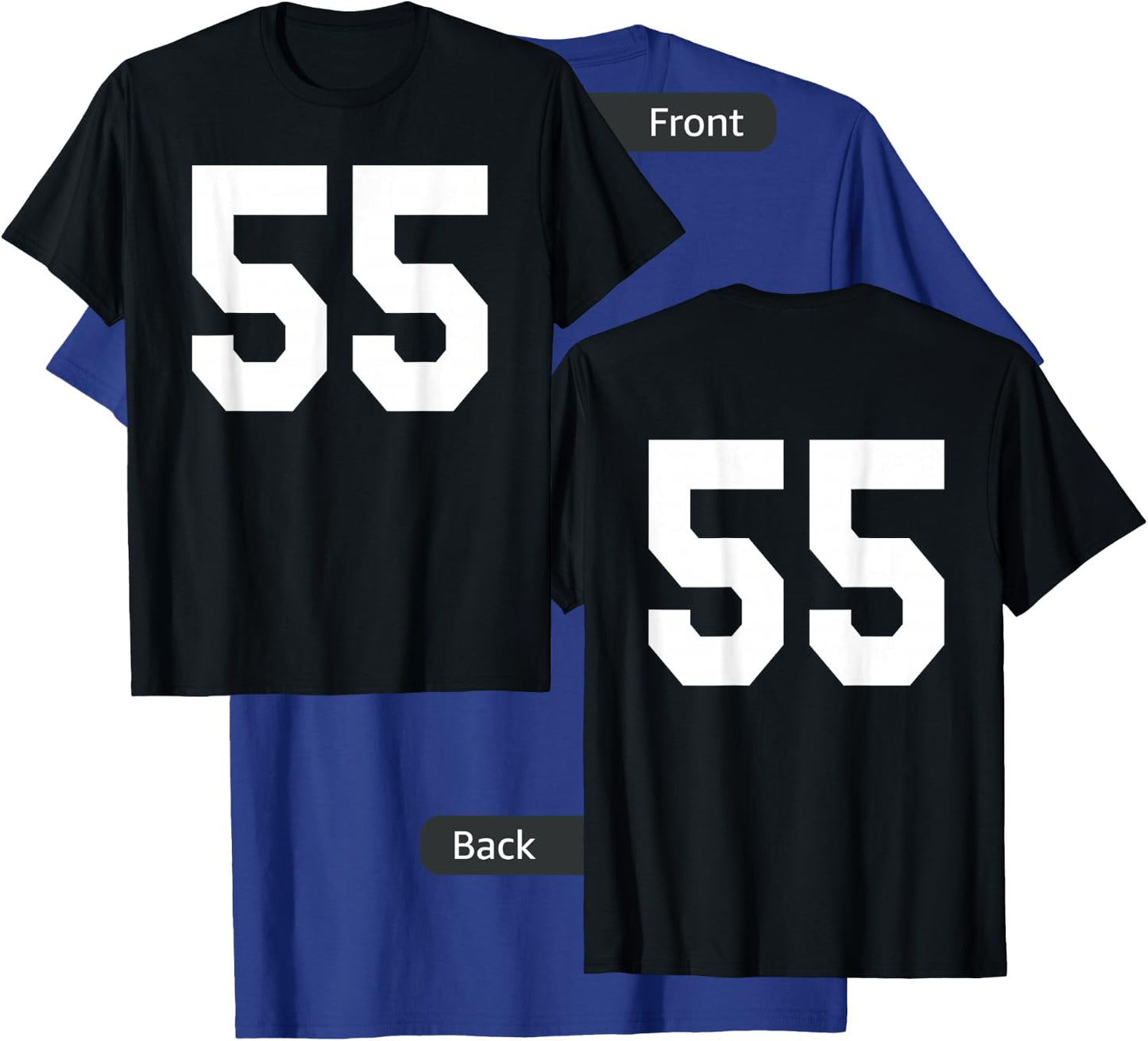 Number 55 Sports Jersey Front and Back Team Player T-Shirt - T-Shirt | Royal
