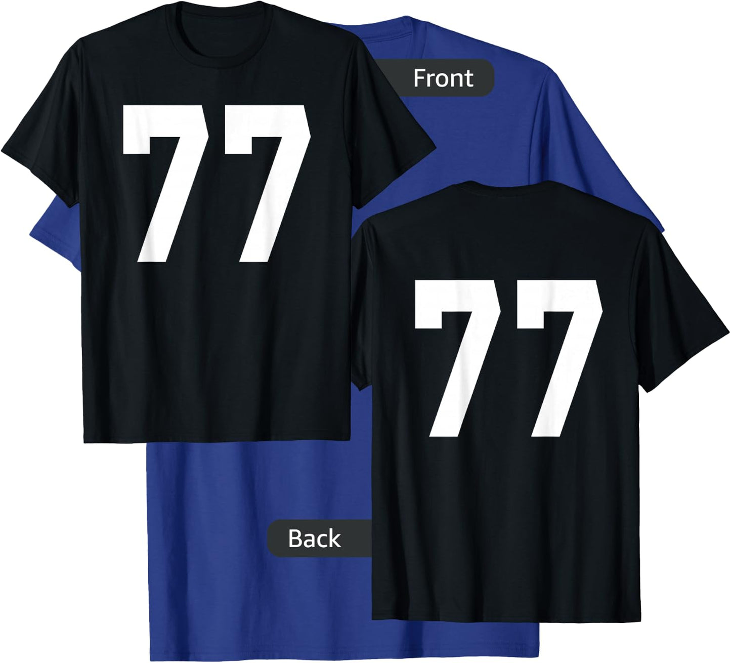 Number 77 Sports Jersey Front and Back Team Player T-Shirt - T-Shirt | Royal