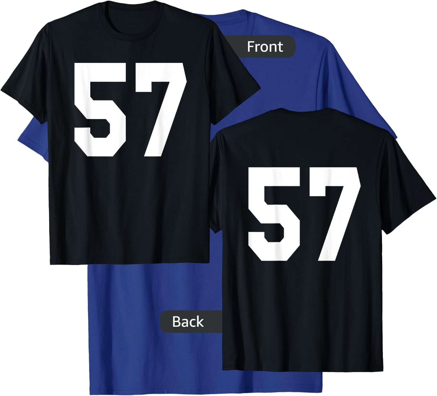 Number 57 Sports Jersey Front and Back Team Player T-Shirt - T-Shirt | Royal