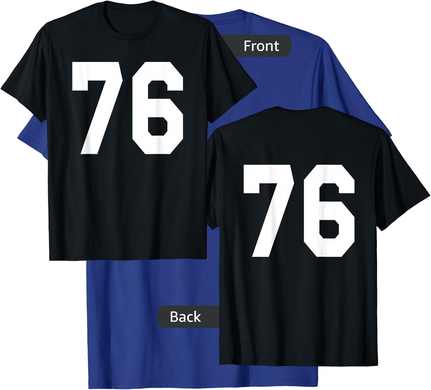 Number 76 Sports Jersey Front and Back Team Player T-Shirt - T-Shirt | Royal