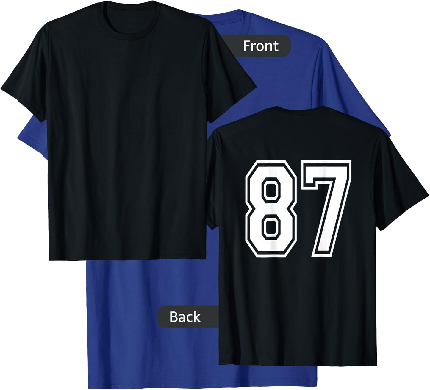 Number 87 Shirt Sports Player Number BACK of Shirt only T-Shirt - T-Shirt | Royal