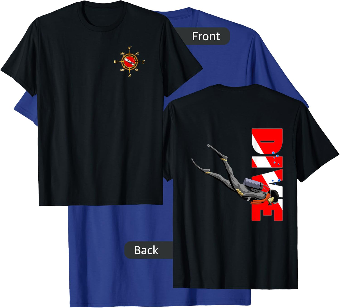Scuba Diving Diver Down Flag (2-Sided) T-Shirt - T-Shirt | Royal