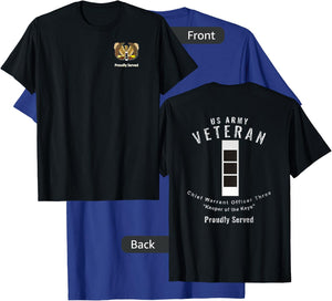 Proudly Served Veteran Army CW3 Shirt T-Shirt - T-Shirt | Royal