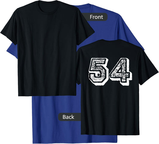 Number 54 Sports Jersey Player #54 Fan BACK PRINT Vintage T-Shirt - T-Shirt | Royal