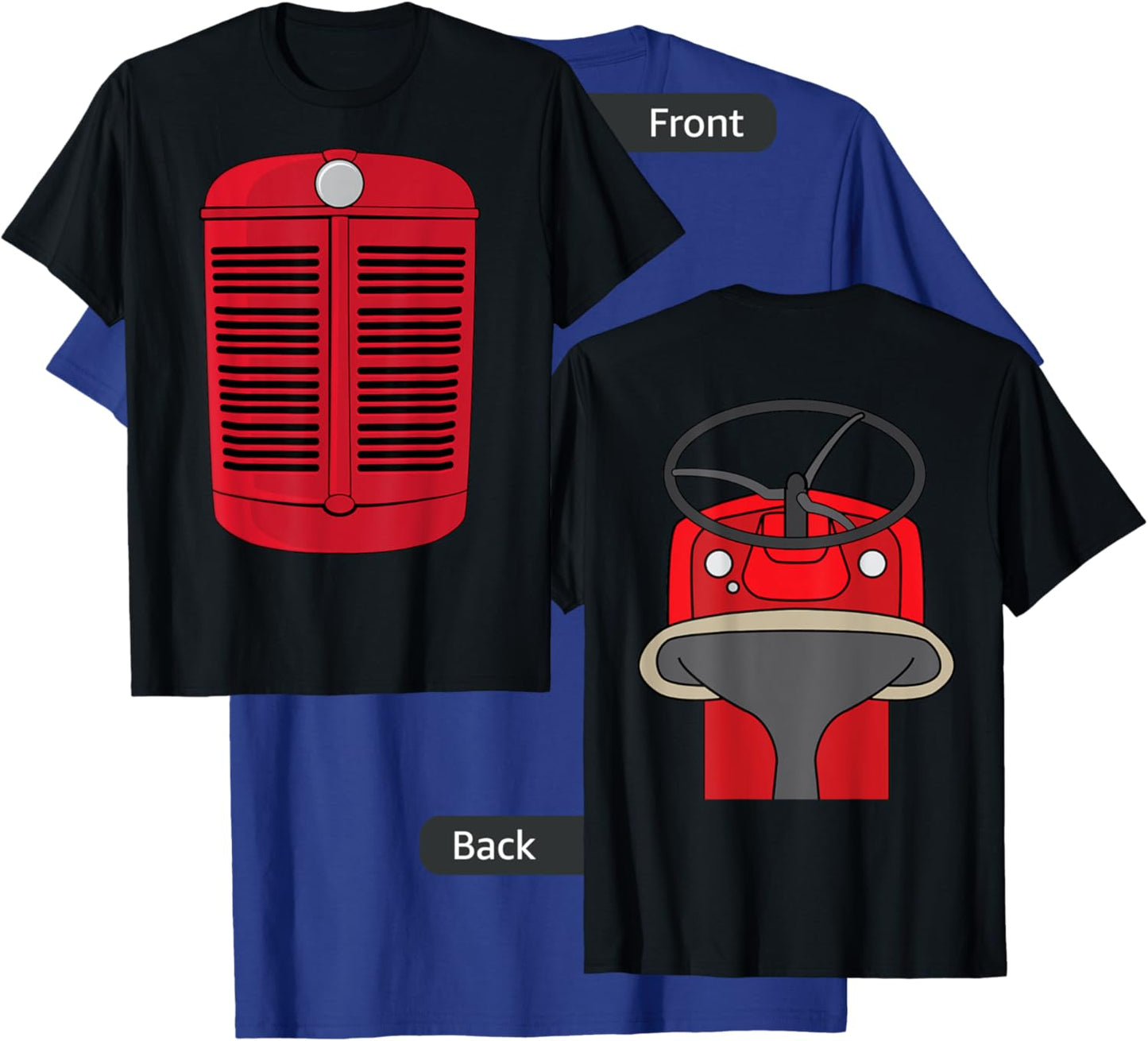 Funny Tractor Costume Antique Easy Idea Front and Back T-Shirt - T-Shirt | Royal