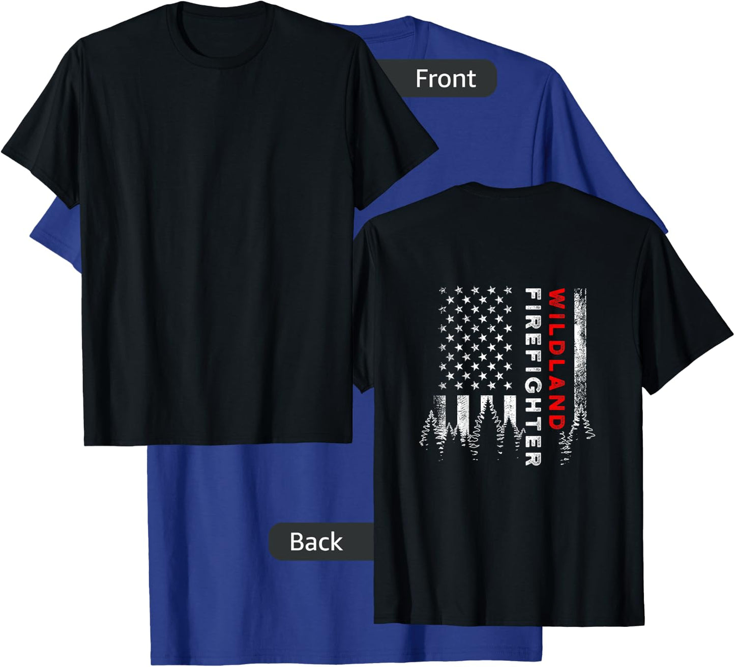 Wildland Firefighter Us Flag Firemen T-Shirt - T-Shirt | Royal
