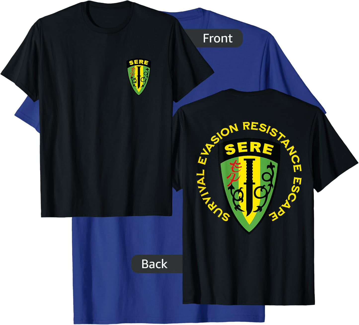 Jeff Hobrath -Adults Black SERE Survival Evasion Resistance Escape T-Shirt - T-Shirt | Royal