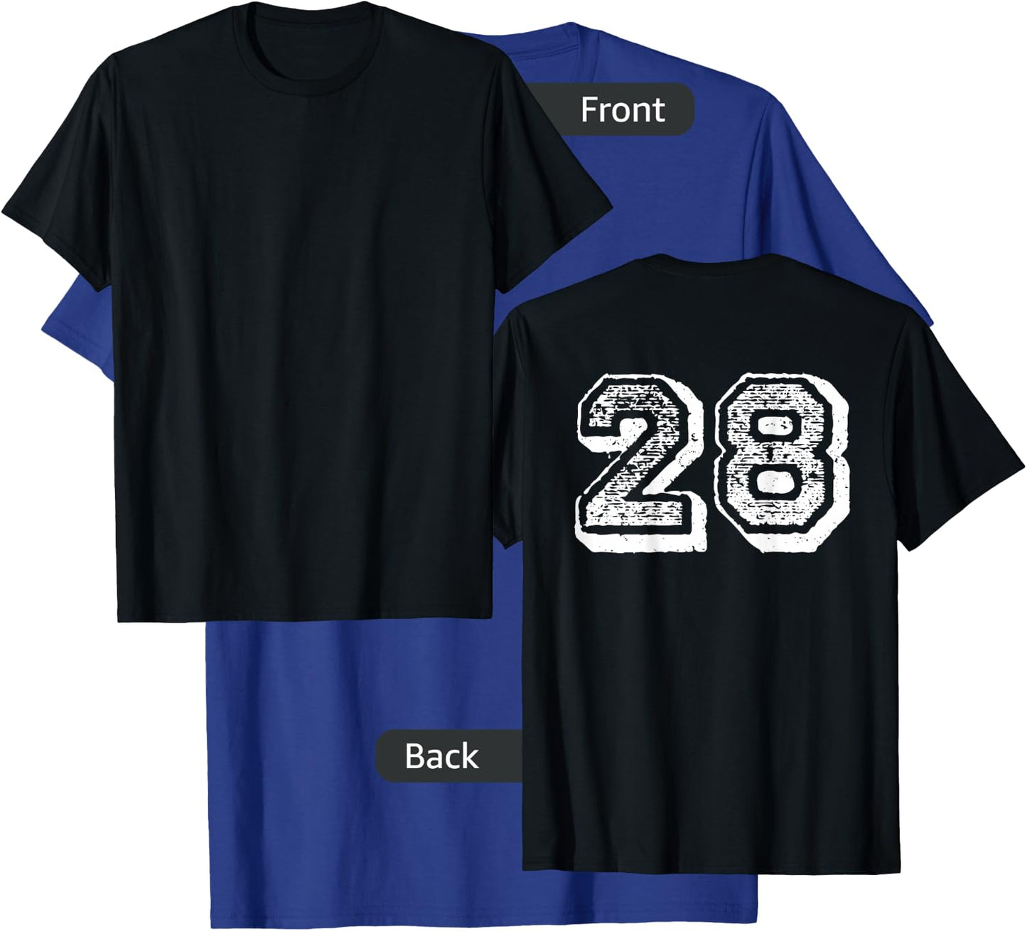 Number 28 Sports Jersey Player #28 Fan BACK PRINT Vintage T-Shirt - T-Shirt | Royal