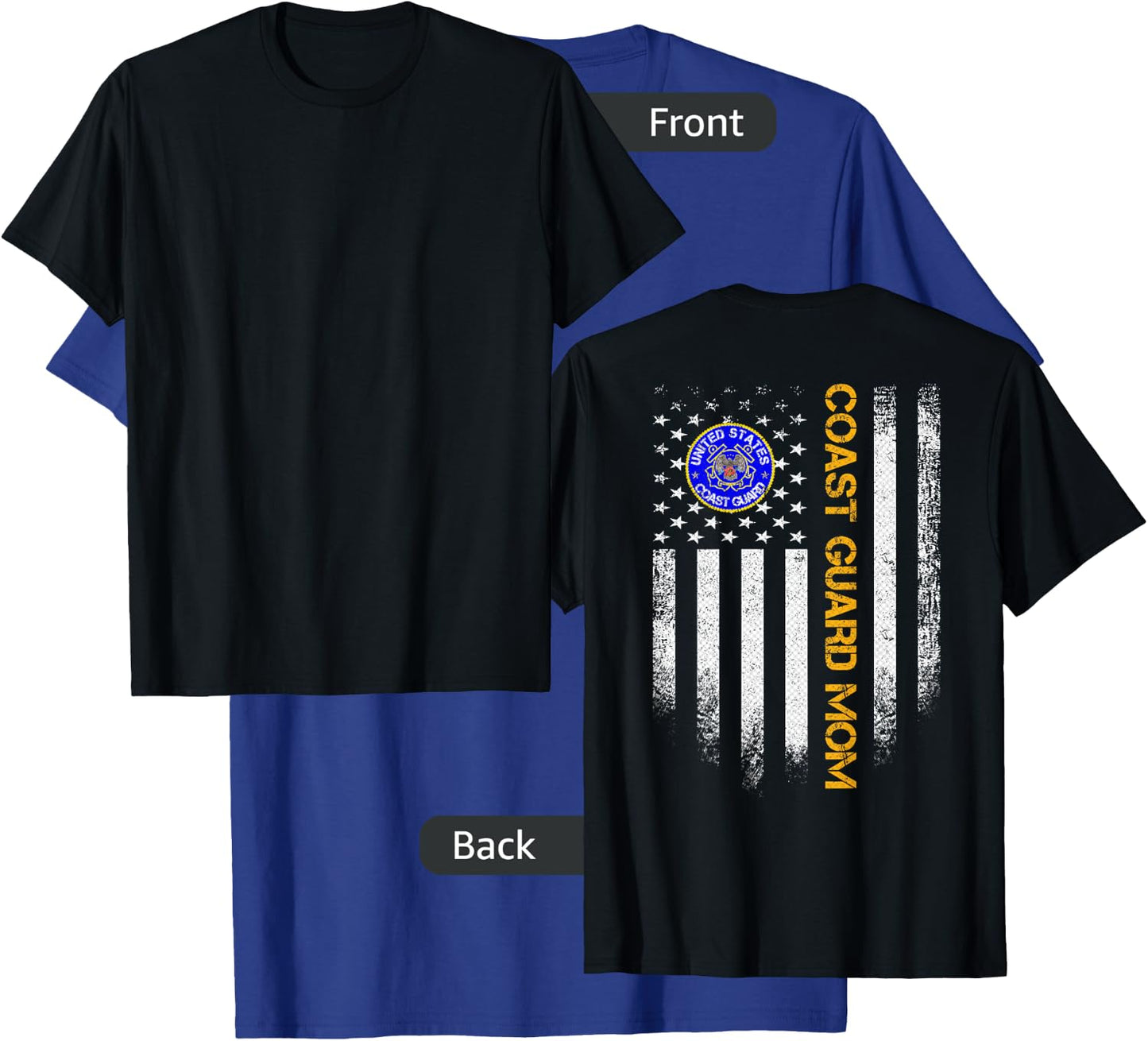 Vintage USA American Flag Proud US Coast Guard Veteran Mom T-Shirt - T-Shirt | Royal