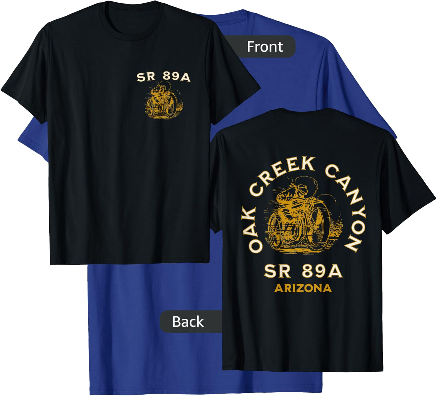 SR 89A Arizona Oak Creek Canyon Motorcycle Design T-Shirt - T-Shirt | Royal