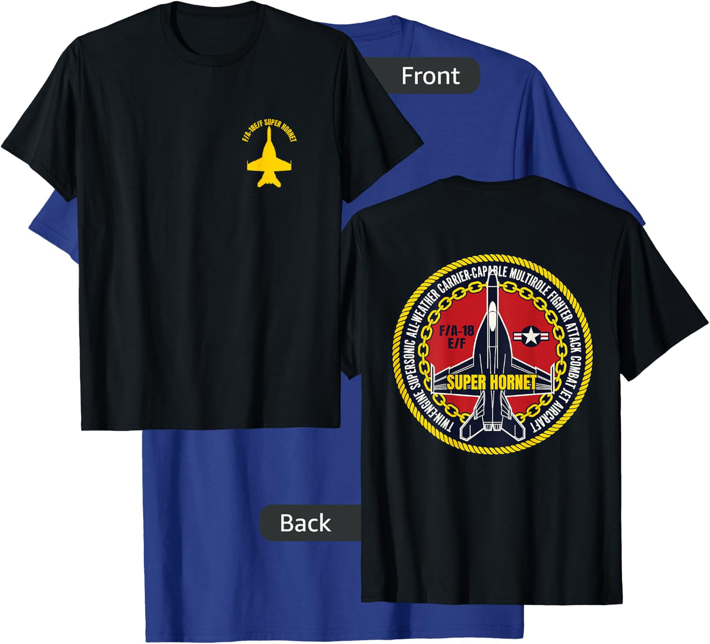 F/A-18 E/F Fighter Attack Military Jet Aircraft Design T-Shirt - T-Shirt | Royal