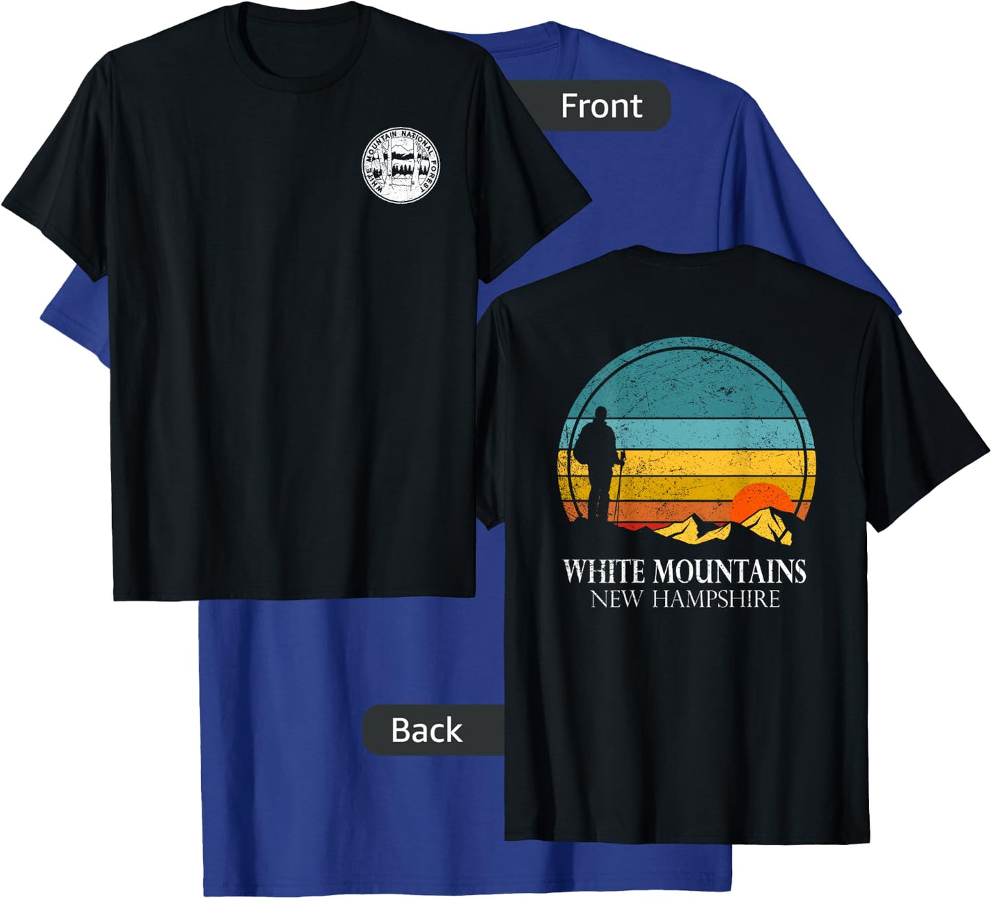 White Mountain National Forest Hiker Sunset Fade Double Side T-Shirt - T-Shirt | Royal