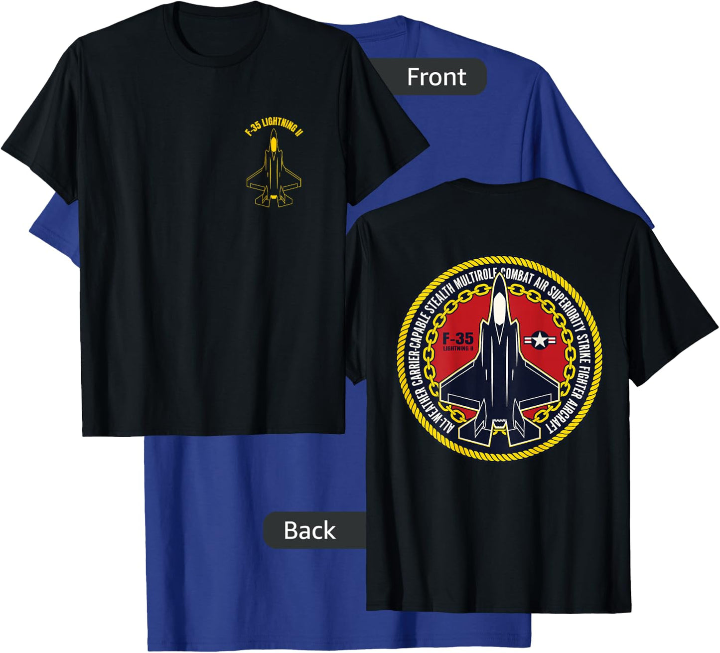 F 35 Military Fighter Jet Aircraft Design T-Shirt - T-Shirt | Royal