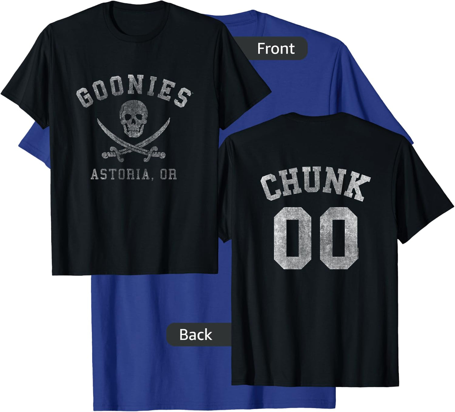 The Goonies Logo and Chunk Jersey Front and Back Movie T-Shirt - T-Shirt | Royal