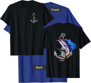 Swordfish Marlin Sailfish Deep Sea Fishing Anchor (2-Sided) T-Shirt - T-Shirt | Royal