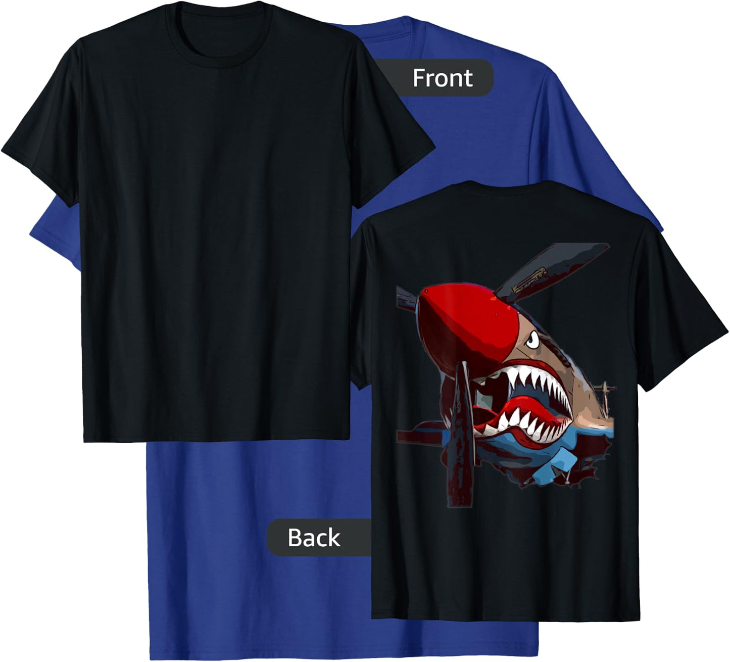 P-40 Warhawk Fighter Aircraft WW2 Airplane (Back) T-Shirt - T-Shirt | Royal
