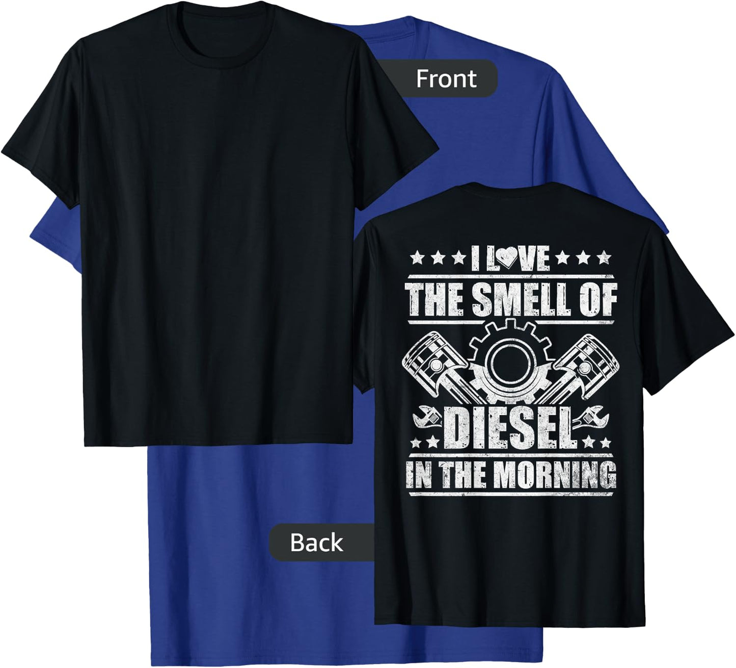 Truck Driver Novelty Diesel Flue Trucker Design On Back T-Shirt - T-Shirt | Royal