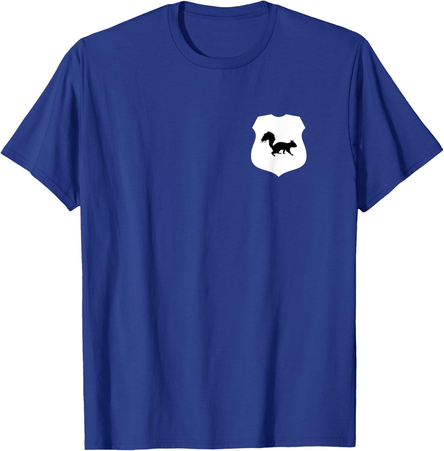 Squirrel Patrol on Back Front Patrol Officer Badge Squirrel T-Shirt - T-Shirt | Royal