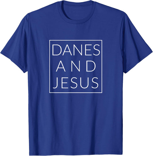 Danes and Jesus, Christian Great Dane Dog Minimal Novelty Men Women T-Shirt - T-Shirt | Royal