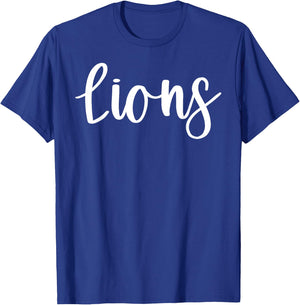 Lions School Spirit Team Mascot Game Night T-Shirt - T-Shirt | Royal