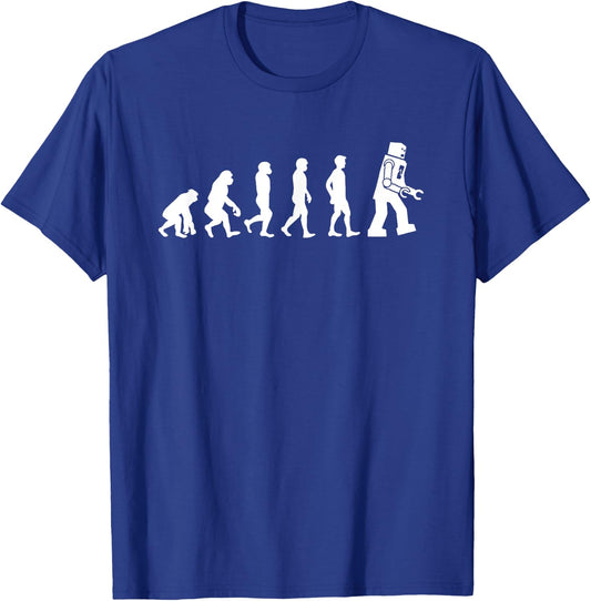 Funny - Ape, Monkey, Man to Robot Evolution T-Shirt - T-Shirt | Royal