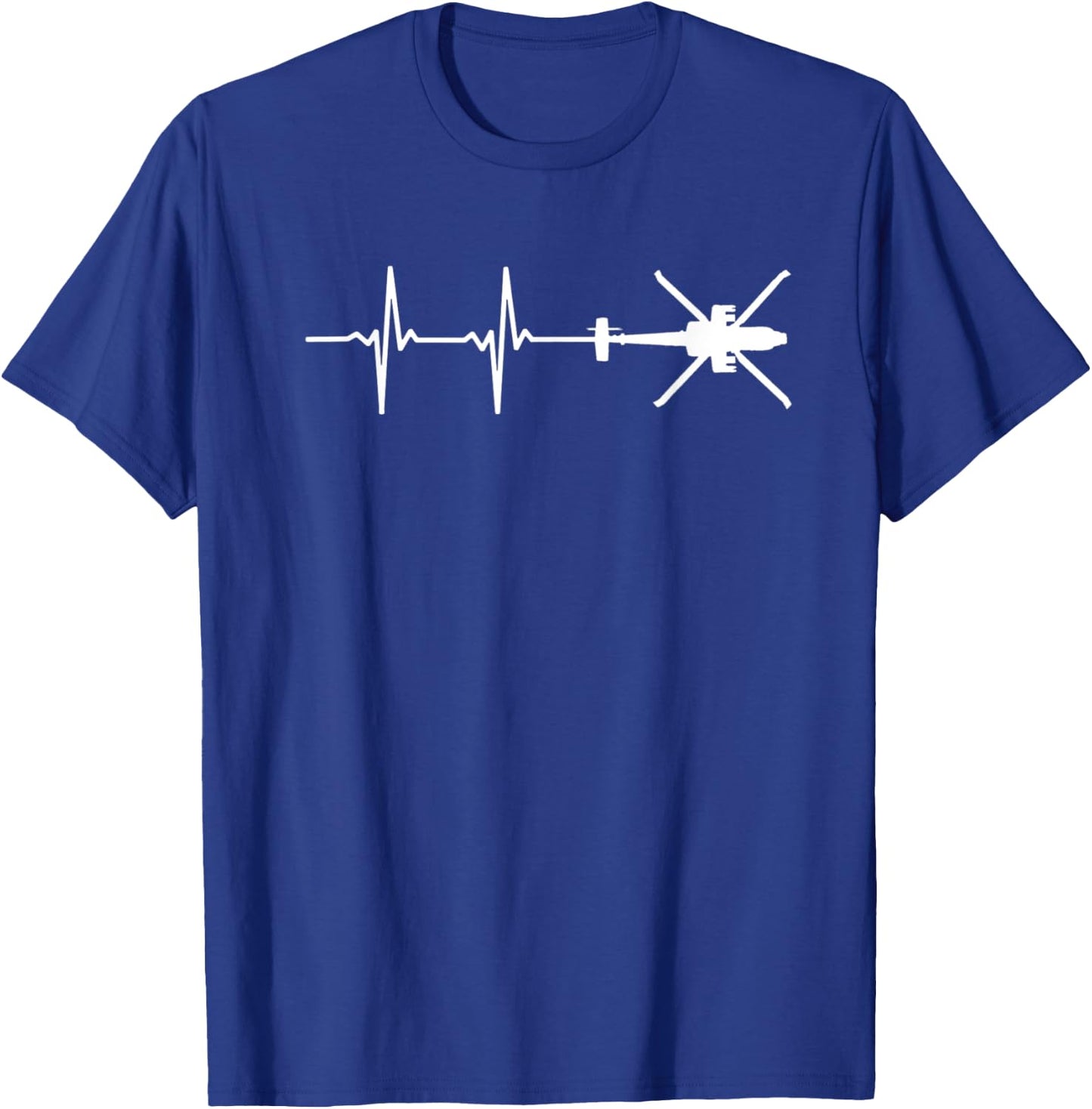 EKG Heartbeat AH-64 Apache Military Gunship Shirt T-Shirt - T-Shirt | Royal