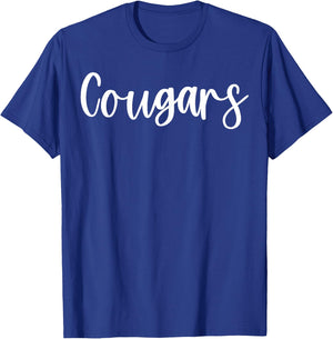 Cougars School Spirit Team Mascot Game Night T-Shirt - T-Shirt | Royal