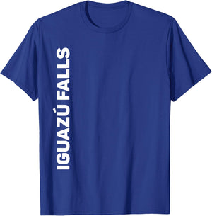 Iguazu Falls Vertical Text T-Shirt - T-Shirt | Royal
