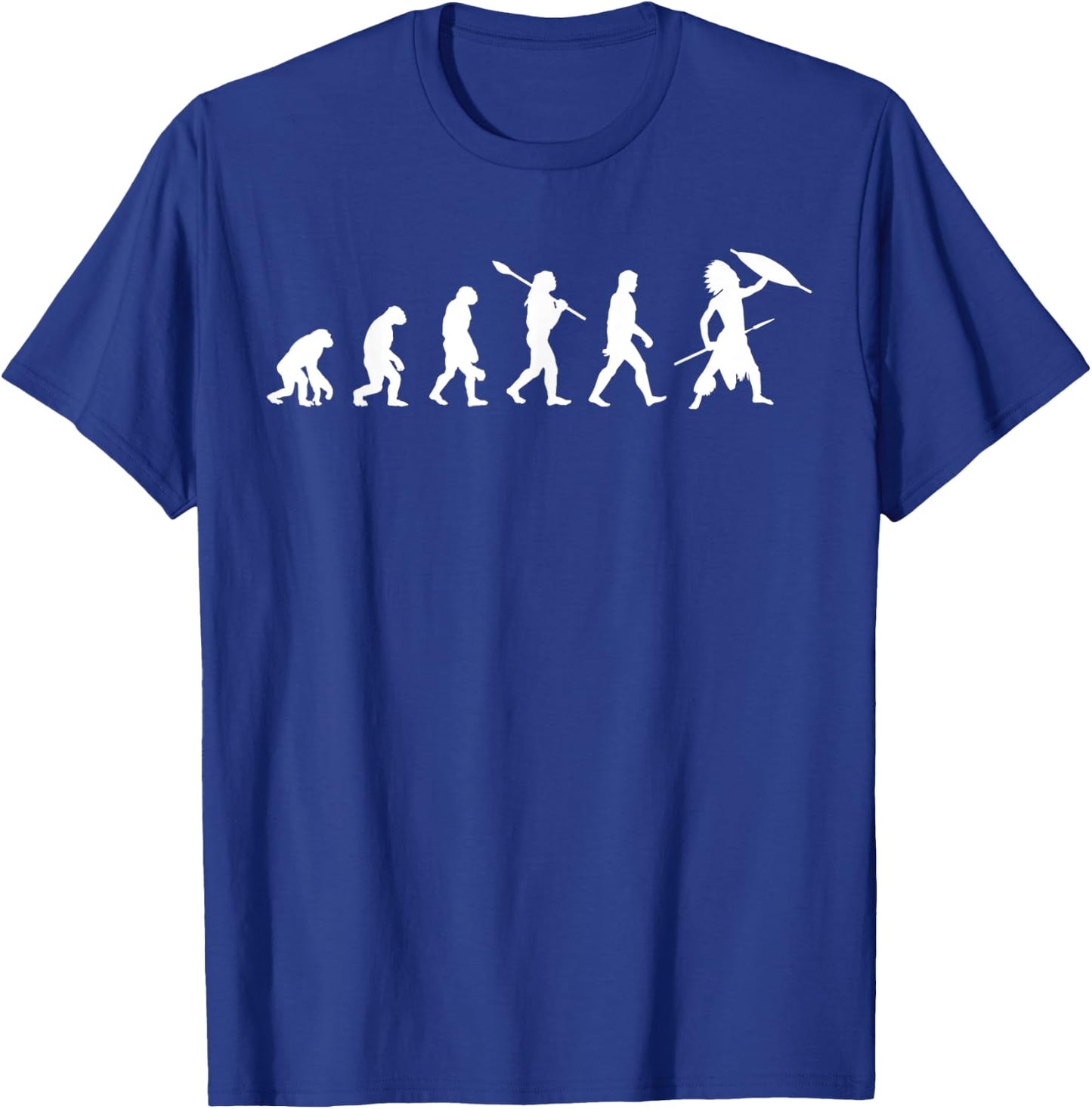 Native American with Spear and Shield - Evolution of Man T-Shirt - T-Shirt | Royal