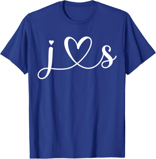 J Love S Bride Boyfriend & Girlfriend J Letter and S Letter T-Shirt - T-Shirt | Royal