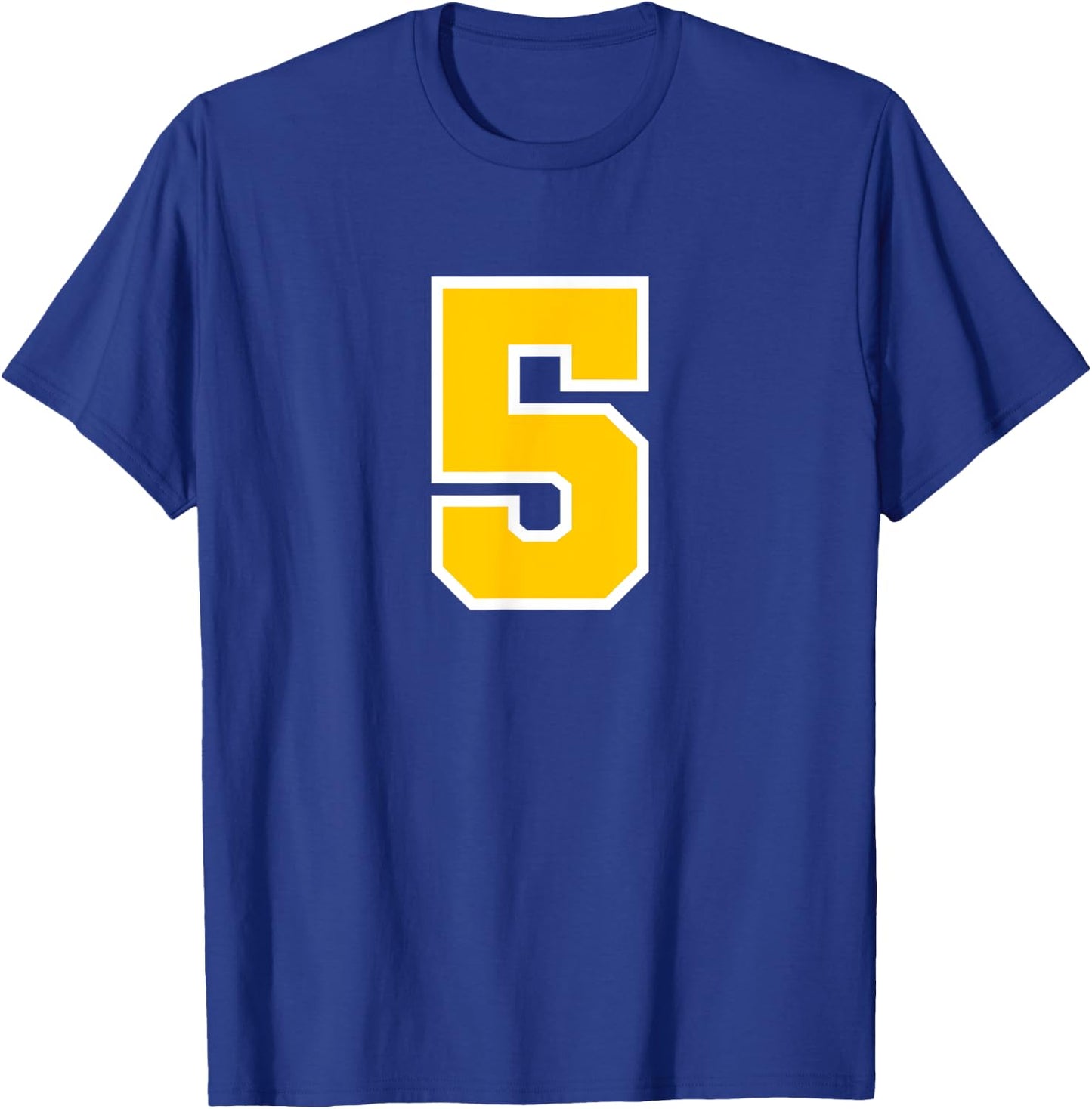 Number #5 Sports Team Yellow Number T-Shirt - T-Shirt | Royal