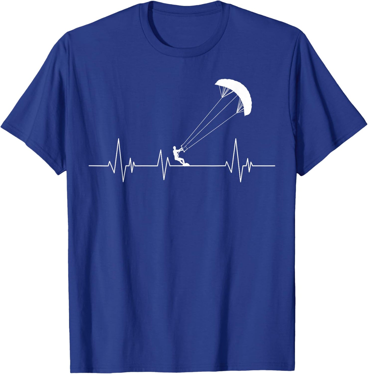 Kitesurfing Heartbeat Kiteboarding Surfboard T-Shirt - T-Shirt | Royal