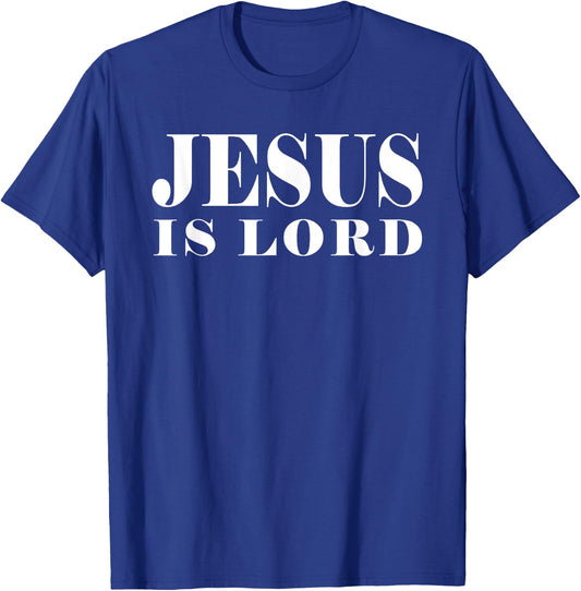 Jesus Is Lord Christian God Christ Gift White Word T-Shirt - T-Shirt | Royal