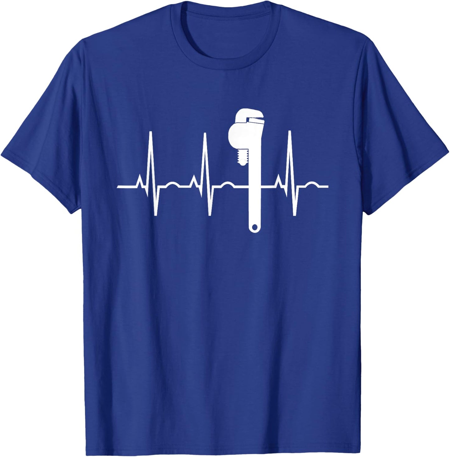 Funny Plumbing Tools Wrench Heartbeat Plumber Gift T-Shirt - T-Shirt | Royal