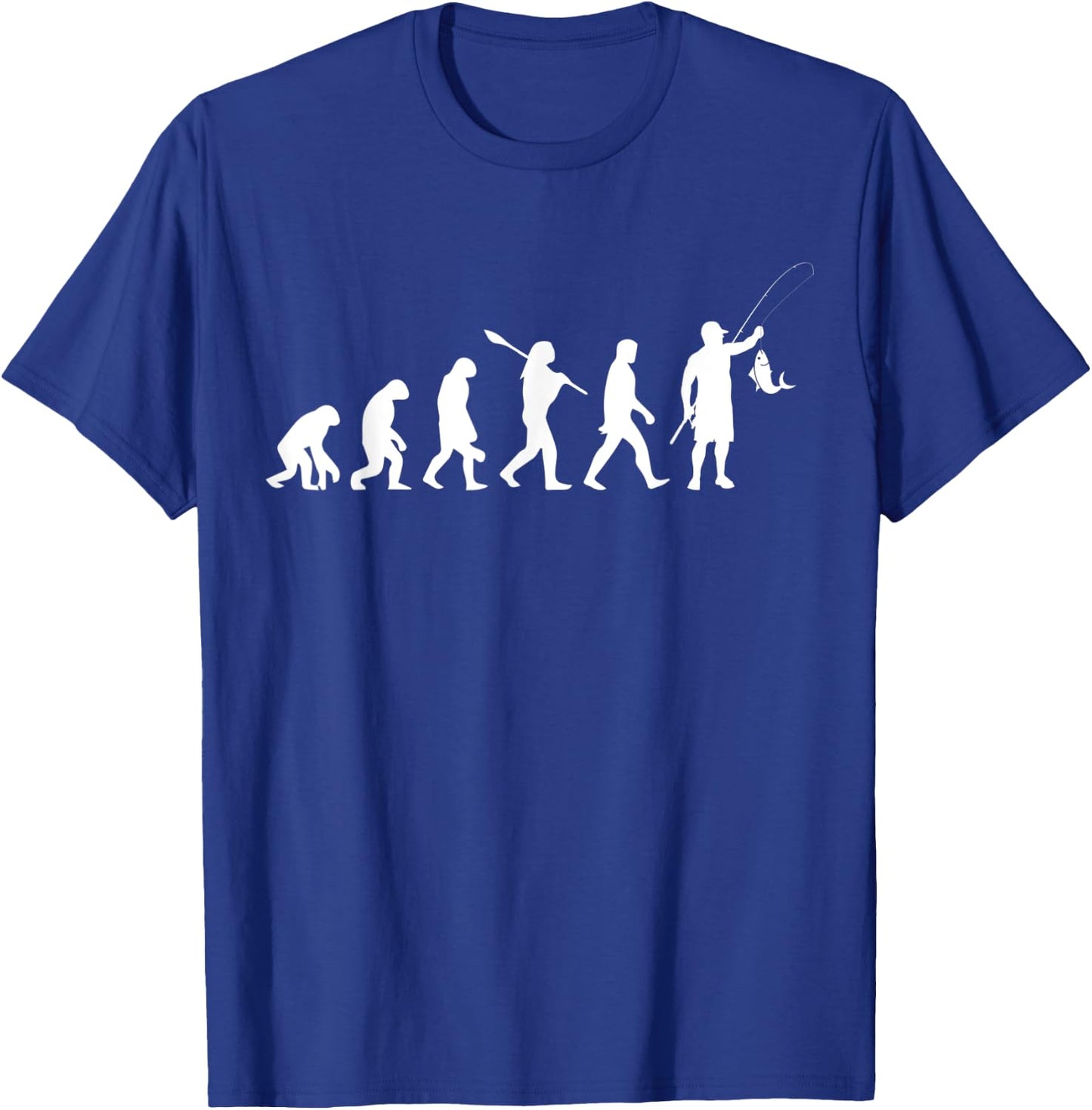 Funny Fishing Shirt. From Monkey to Caveman to Fisherman. T-Shirt - T-Shirt | Royal