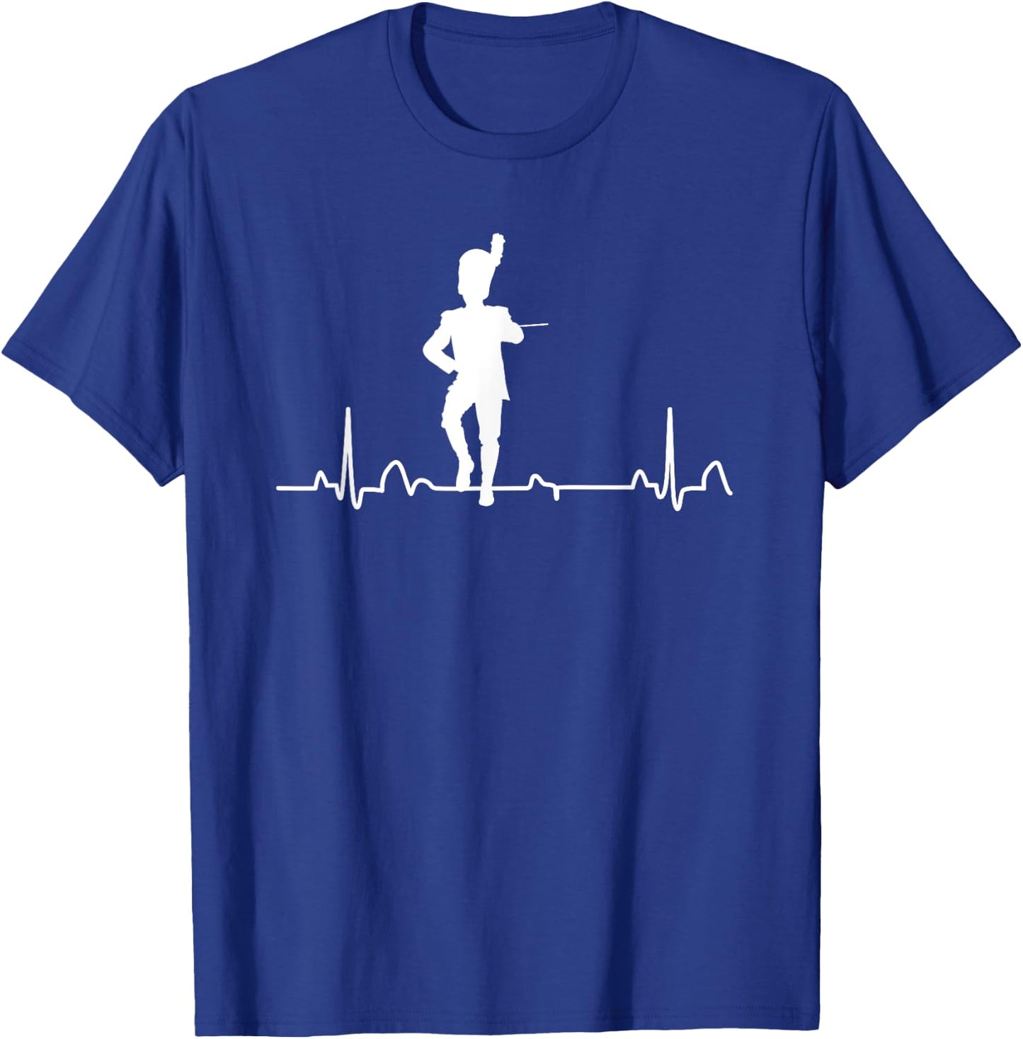 Funny Drum Major Heartbeat Marching Band Gift Men Women Kids T-Shirt - T-Shirt | Royal