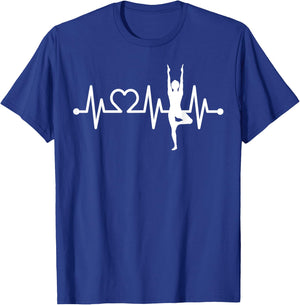EKG Heartbeat Yoga with Heart Tree Vrksasana Pulse T-Shirt - T-Shirt | Royal