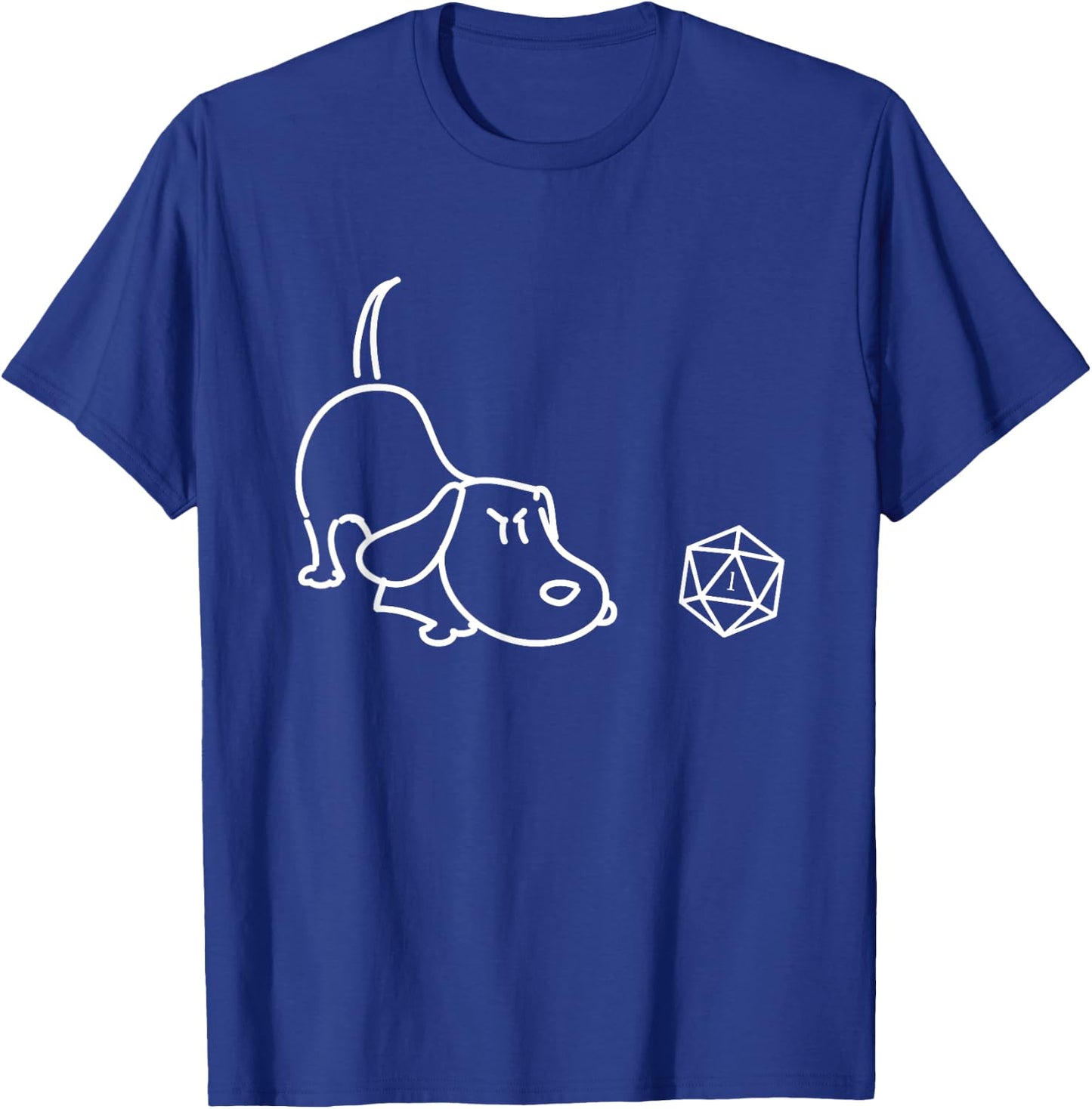 Nerdy Polyhedral D20 Dice Set for Dog Lovers Geeky T-Shirt - T-Shirt | Royal