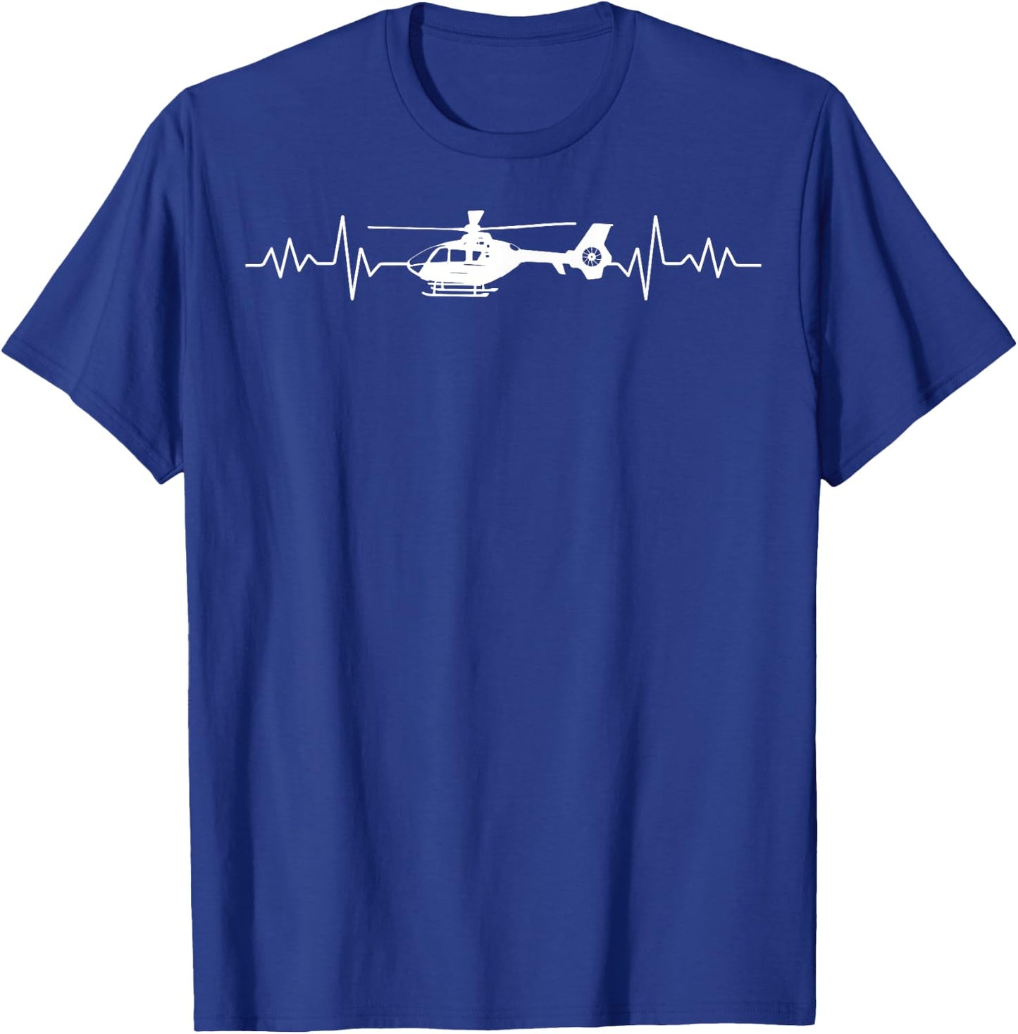Awesome Pilot Gifts Apparel and Accessories Heart Pulse, EKG and Heartbeat with Helicopter Kids/Boys Kids/Girls Black T-Shirt - T-Shirt | Royal