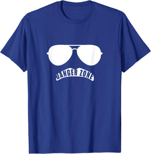 Danger Zone Funny Cute Sunglasses Mustache Aviator Jet T-Shirt - T-Shirt | Royal
