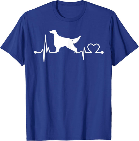 English Setter Heartbeat Funny Dog Pet Gift Kid/Women/Men T-Shirt - T-Shirt | Royal