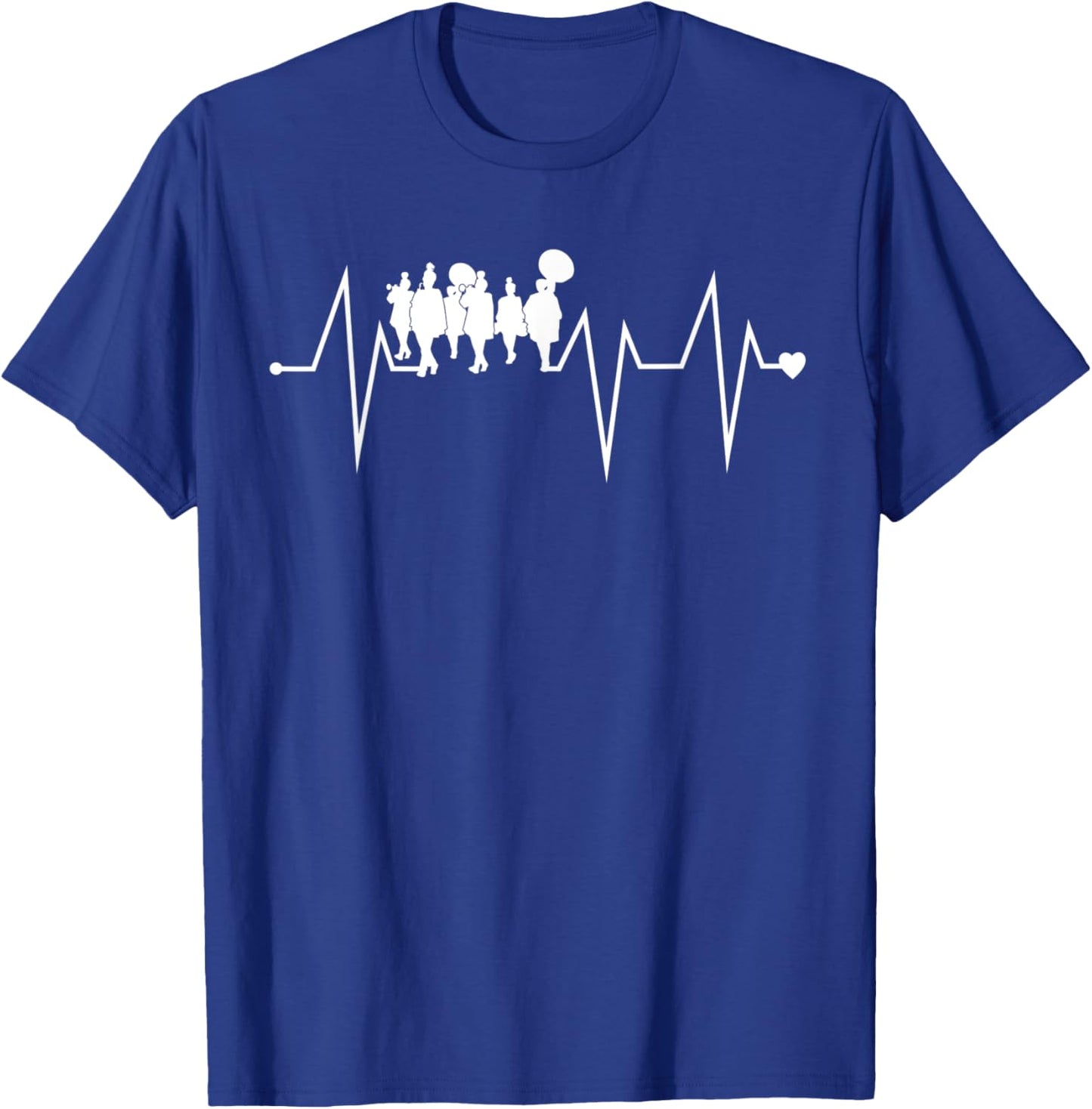 Funny Marching Band Musician Heartbeat Heart Pulse Rate EKG T-Shirt - T-Shirt | Royal