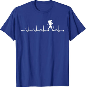 Heartbeat Hiking EKG Lover, Proud Hiker Gift T-Shirt - T-Shirt | Royal