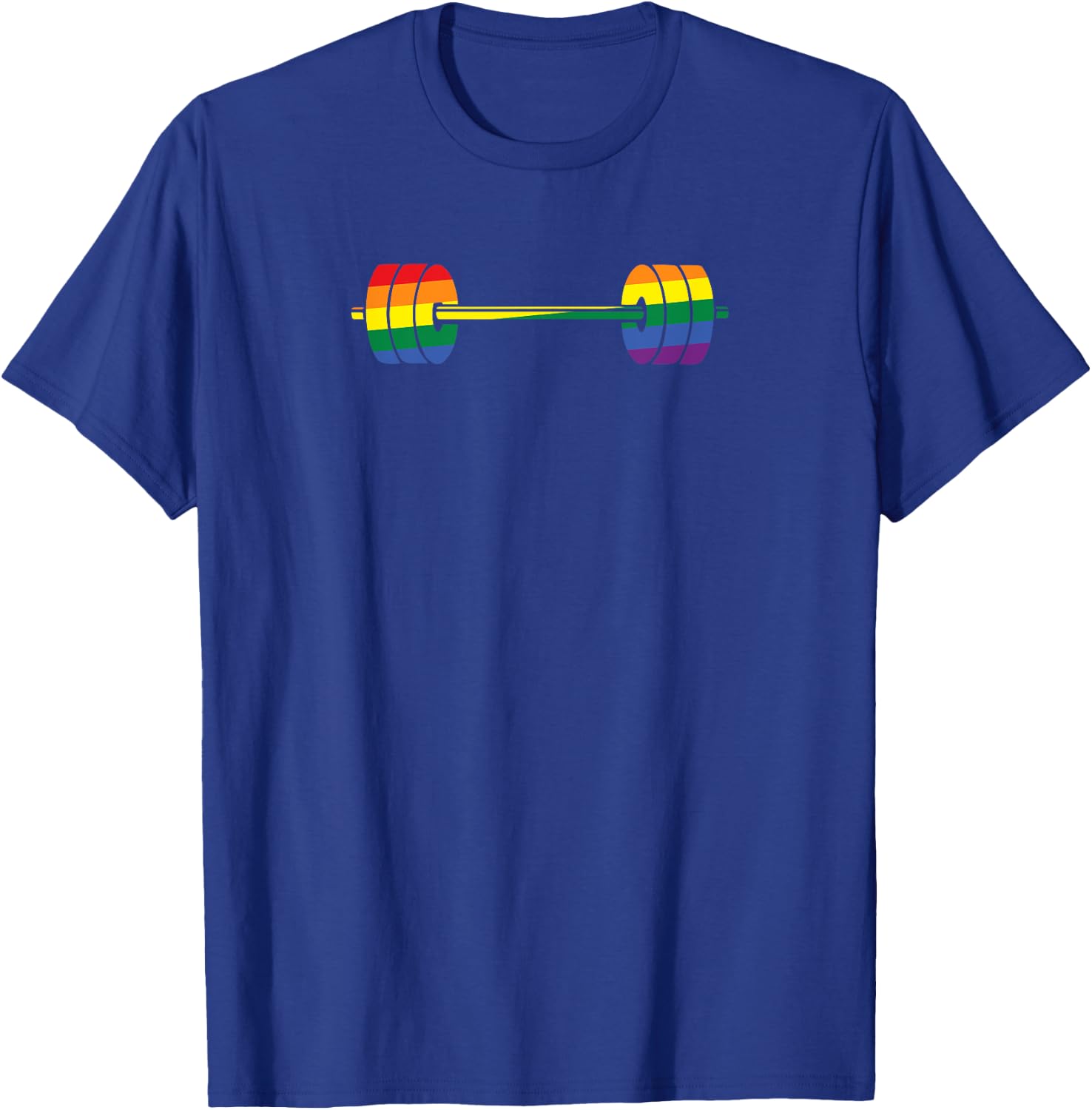 Gay Pride Rainbow Gym Lifting Barbell T-Shirt - T-Shirt | Royal