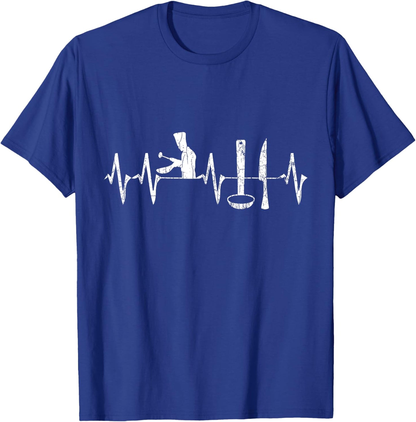 Cooking Heartbeat Funny Chef Cook Graphic T-Shirt - T-Shirt | Royal