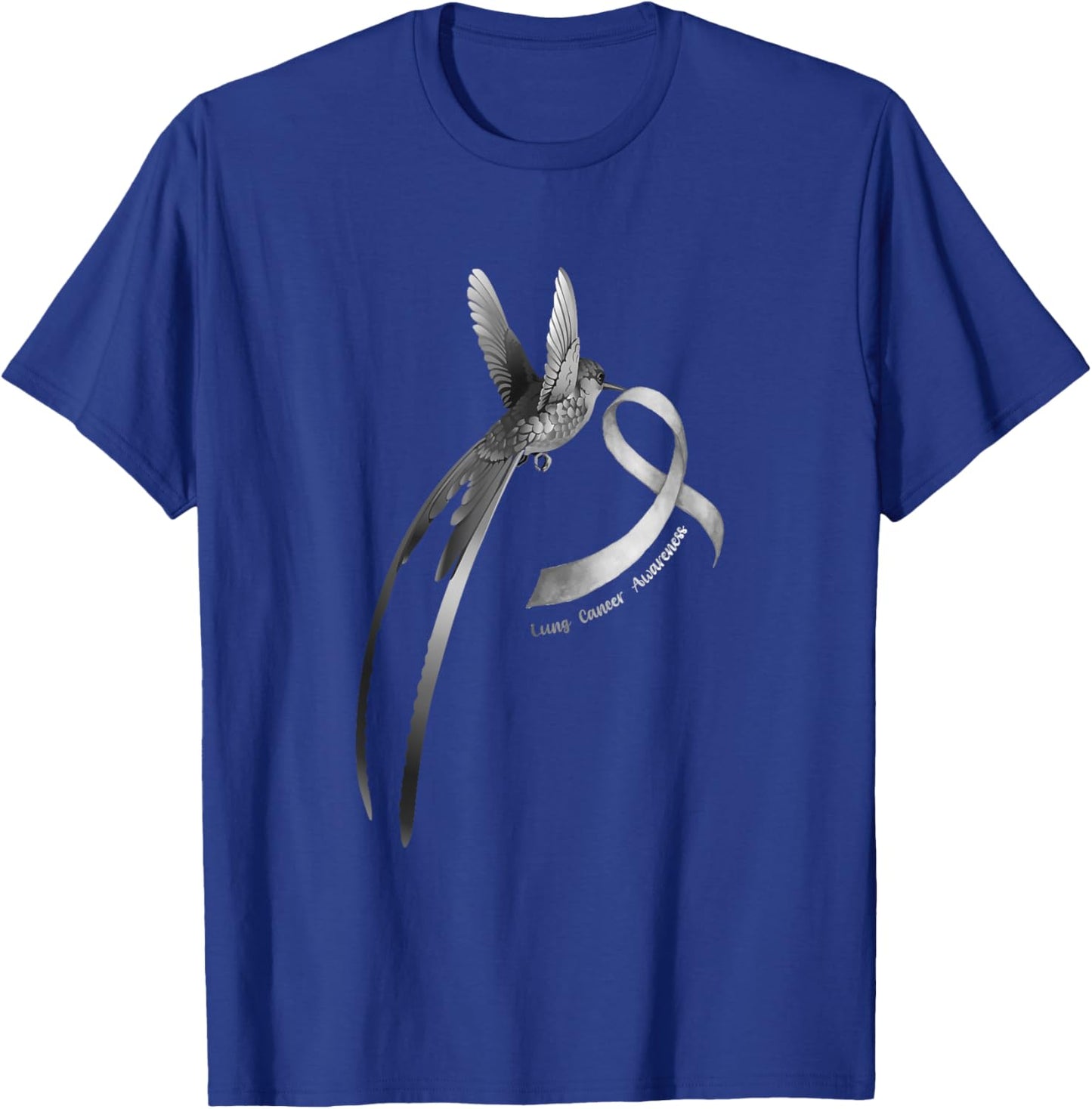 Bird White Ribbon Lung Cancer Awareness T-Shirt - T-Shirt | Royal