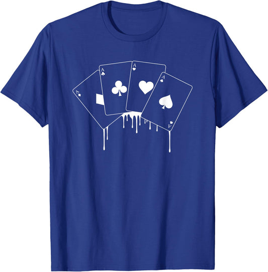 Vintage Hearts Spades Diamonds Clubs Graphic Casino Poker T-Shirt - T-Shirt | Royal