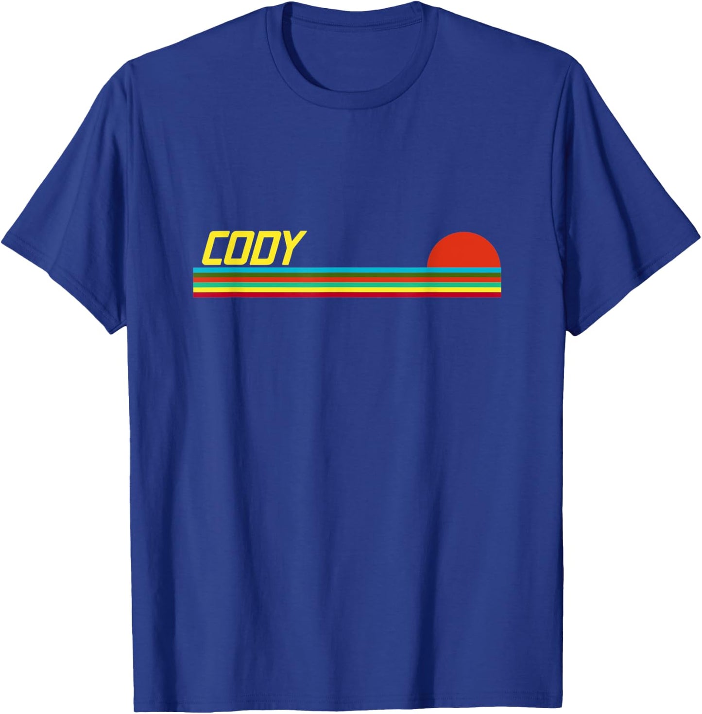 Cody First Name Logo Retro Sunset Surfer Style Cody T-Shirt - T-Shirt | Royal