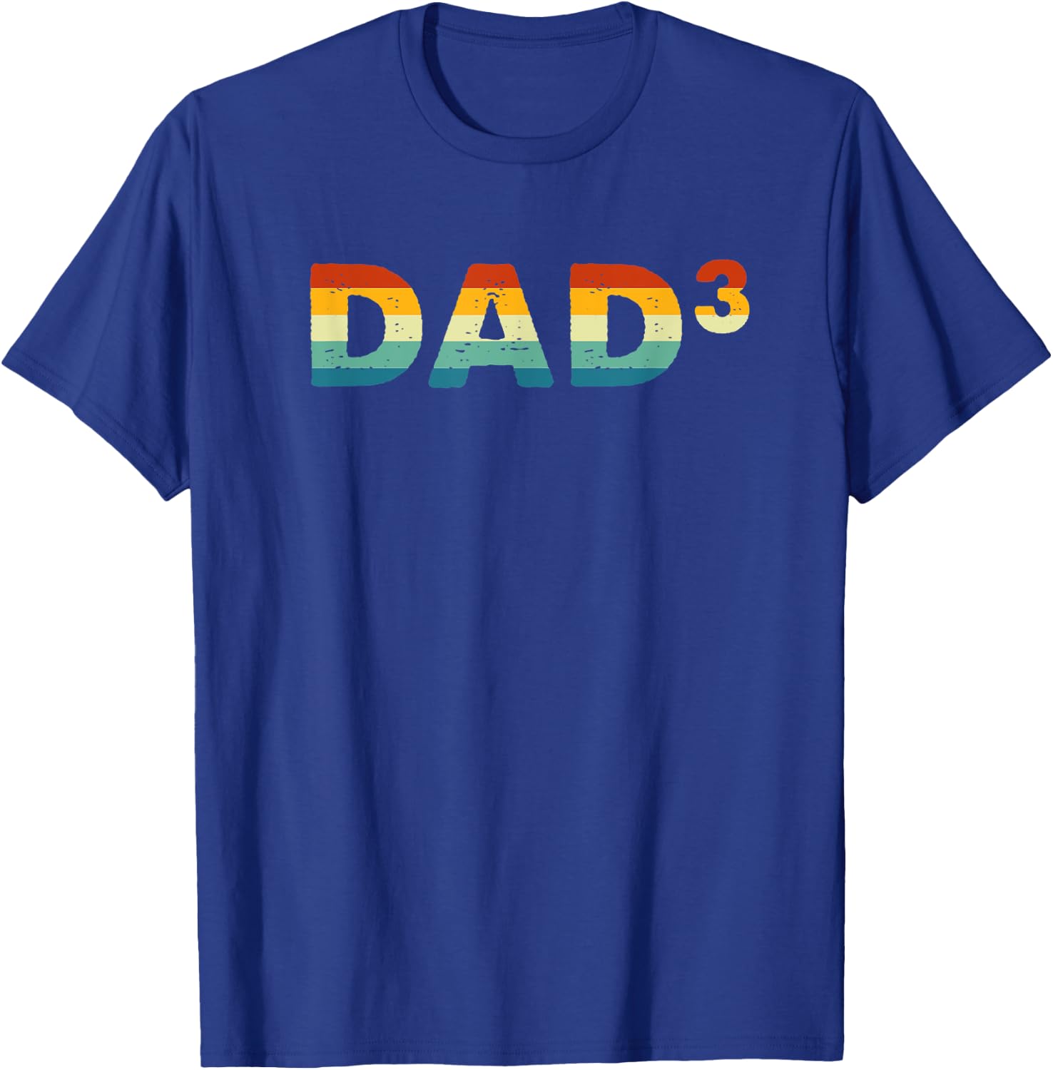 Men Vintage Daddy Of 3 Kids Funny Dad Cubed Father's Day T-Shirt - T-Shirt | Royal